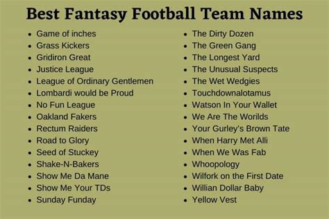 funny fantasy football team names